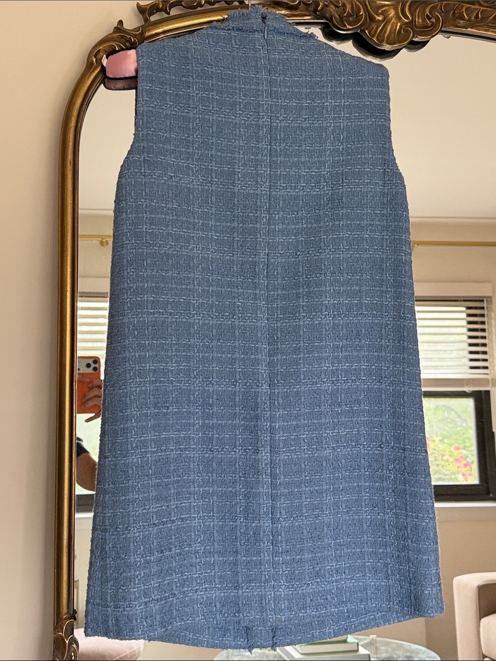 Veronica Beard Light Blue Textured Tweed Shift Dress - Picture 3 of 9